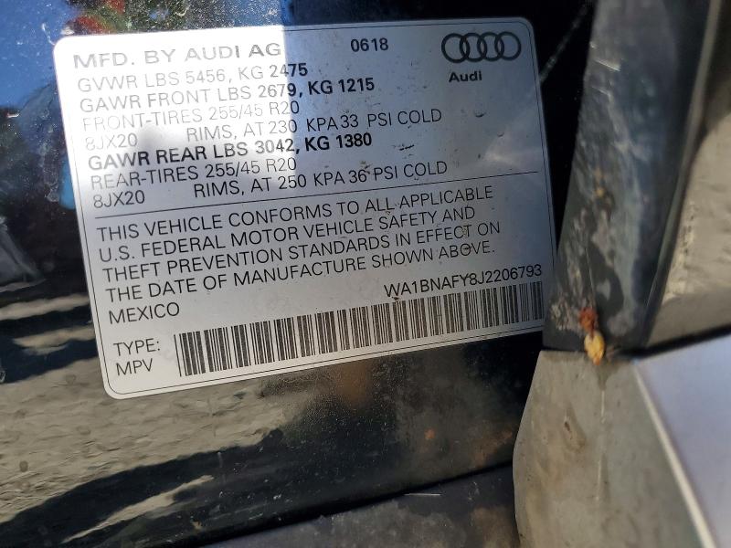 58770106 :رقم المزاد ، WA1BNAFY8J2206793 vin ، 2018 Audi Q5 مزاد بيع