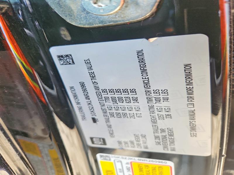 57923986 :رقم المزاد ، 1GKS2JKL4NR260960 vin ، 2022 Gmc Yukon Xl مزاد بيع