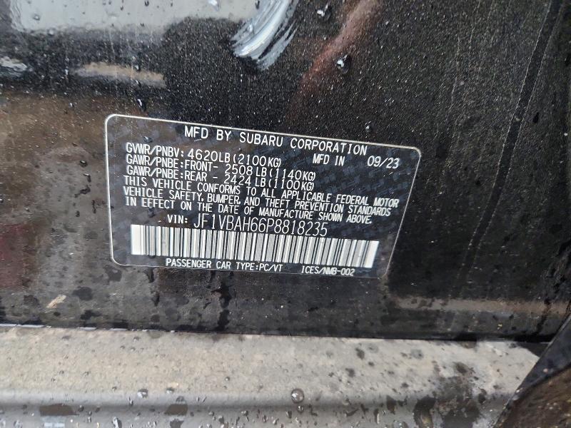 Продаж на аукціоні авто 2023 Subaru Wrx, vin: JF1VBAH66P8818235, номер лоту: 57477326