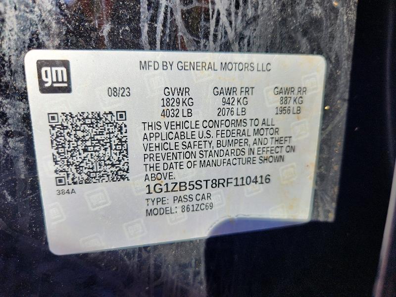 Aukcja sprzedaży 2024 Chevrolet Malibu, vin: 1G1ZB5ST8RF110416, numer aukcji: 57329786