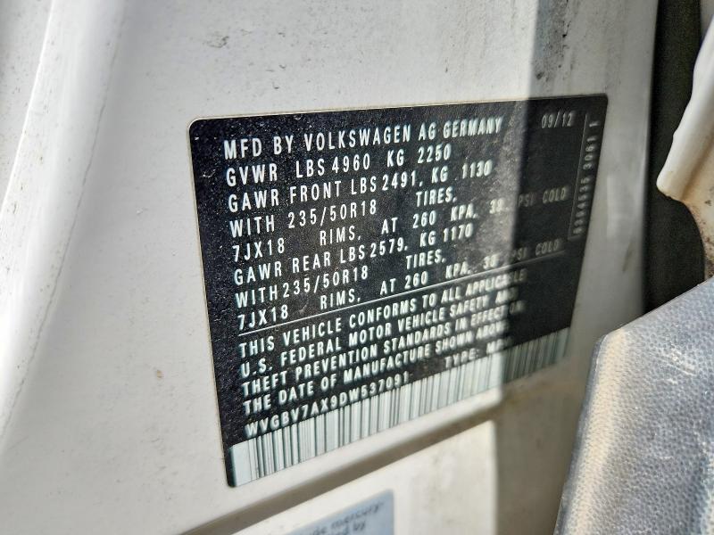 55835516 :رقم المزاد ، WVGBV7AX9DW537091 vin ، 2013 Volkswagen Tiguan مزاد بيع