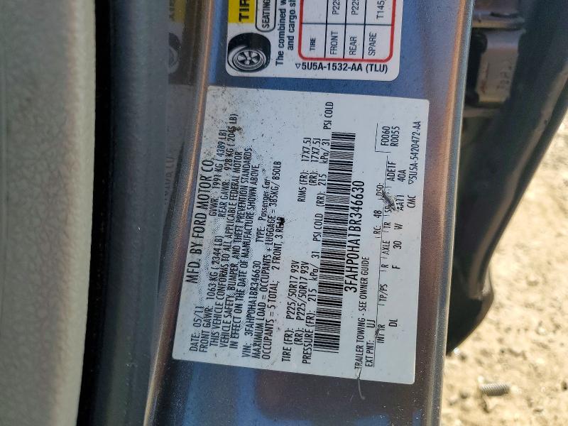 Aukcja sprzedaży 2011 Ford Fusion, vin: 3FAHP0HA1BR346630, numer aukcji: 56238896