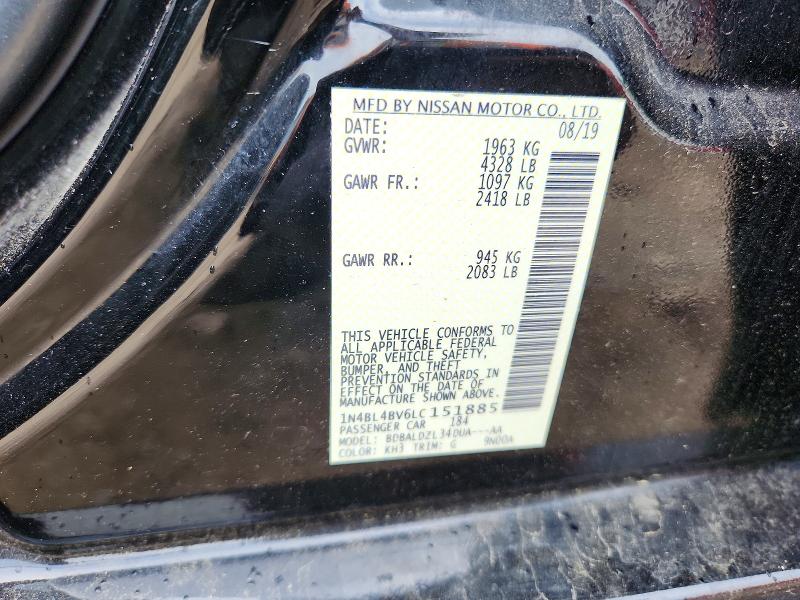 Aukcja sprzedaży 2020 Nissan Altima, vin: 1N4BL4BV6LC151885, numer aukcji: 56301946
