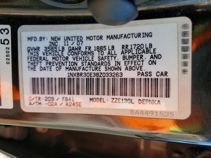 Продажа на аукционе авто 2008 Toyota Corolla, vin: 1NXBR30E38Z033263, номер лота: 56663946
