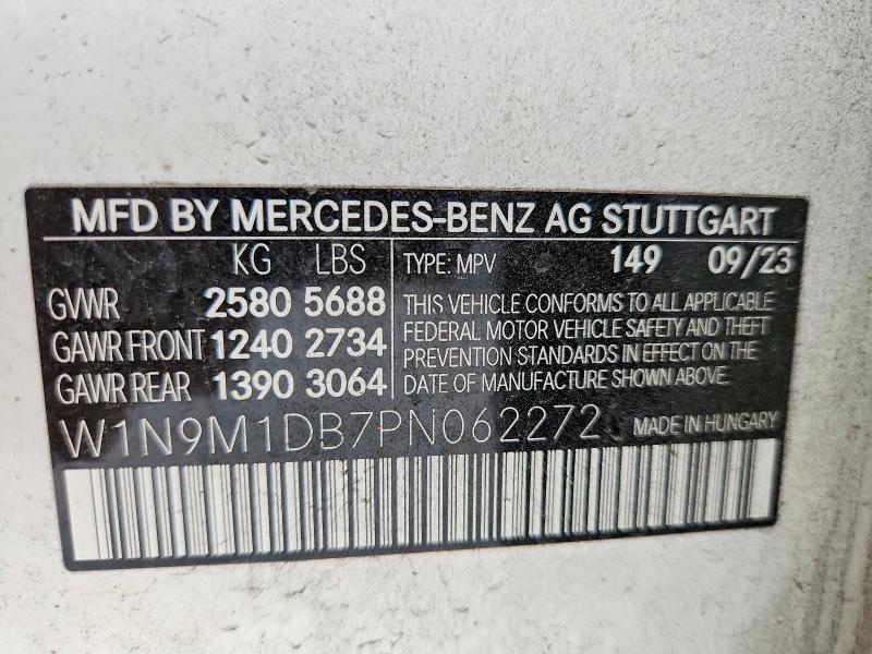 2023 Mercedes-benz Eqb მანქანა იყიდება აუქციონზე, vin: W1N9M1DB7PN062272, აუქციონის ნომერი: 57361696
