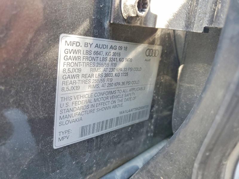 Aukcja sprzedaży 2019 Audi Q7, vin: WA1LAAF75KD006726, numer aukcji: 56844496