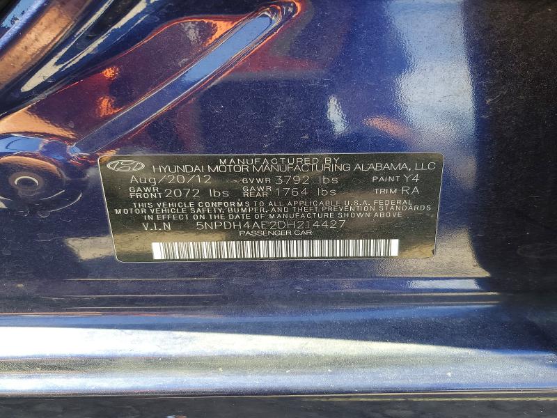 Auction sale of the 2013 Hyundai Elantra, vin: 5NPDH4AE2DH214427, lot number: 58078236