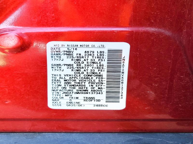 Продажа на аукционе авто 2016 Nissan Rogue, vin: JN8AT2MVXGW137343, номер лота: 58472706