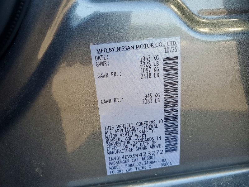 Aukcja sprzedaży 2025 Nissan Altima, vin: 1N4BL4EVXSN423272, numer aukcji: 57181816