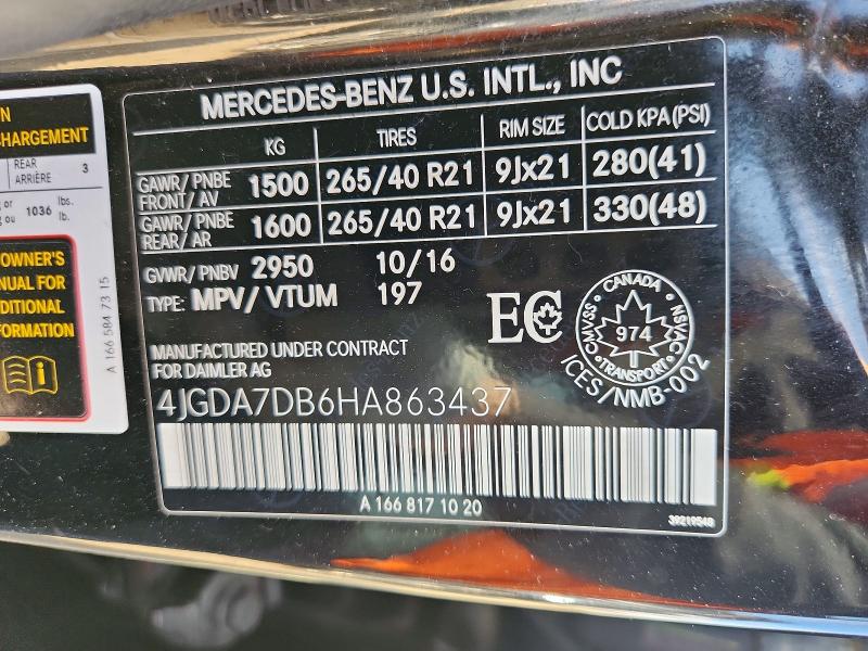 Продаж на аукціоні авто 2017 Mercedes-benz Gle, vin: 4JGDA7DB6HA863437, номер лоту: 56658866