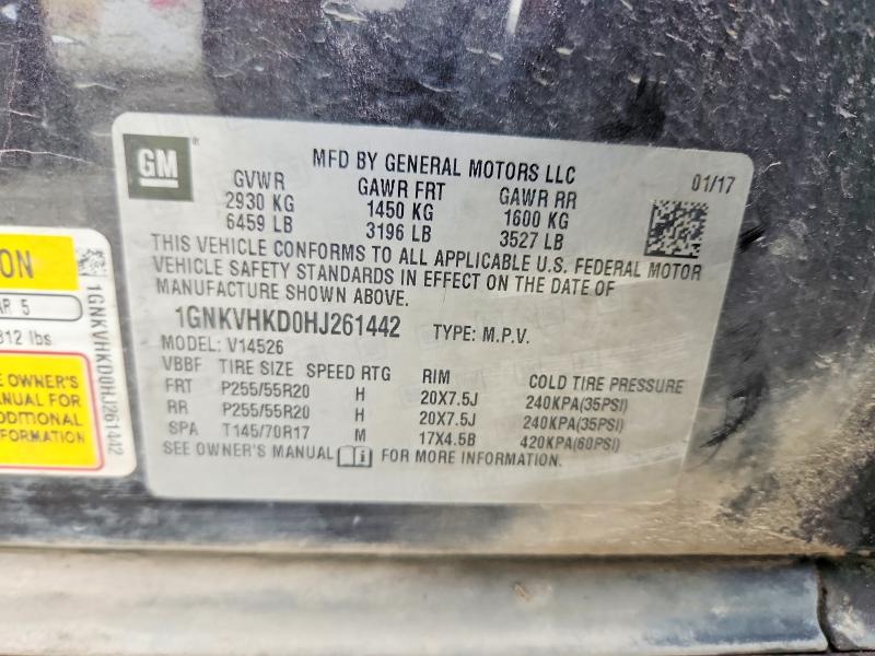 Aukcja sprzedaży 2017 Chevrolet Traverse, vin: 1GNKVHKD0HJ261442, numer aukcji: 58020836