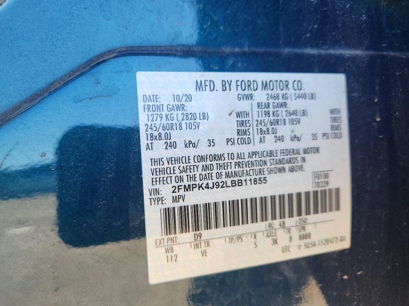 Продаж на аукціоні авто 2020 Ford Edge, vin: 2FMPK4J92LBB11855, номер лоту: 57588696