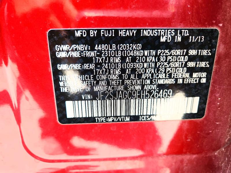 Aukcja sprzedaży 2014 Subaru Forester, vin: JF2SJAGC9EH526469, numer aukcji: 56621066