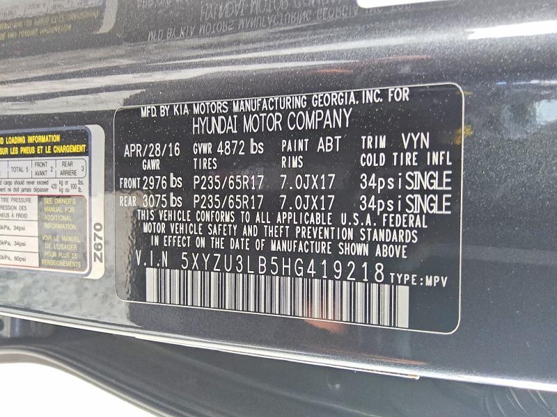 Aukcja sprzedaży 2017 Hyundai Santa Fe Sport, vin: 5XYZU3LB5HG419218, numer aukcji: 58279626