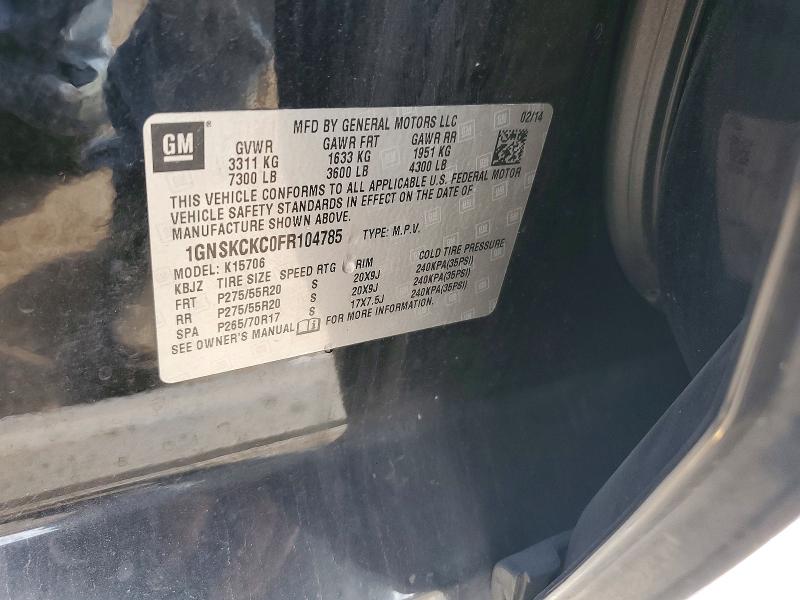 Продаж на аукціоні авто 2015 Chevrolet Tahoe, vin: 1GNSKCKC0FR104785, номер лоту: 58598196
