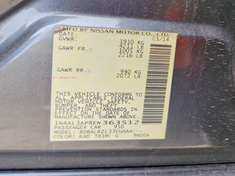 Aukcja sprzedaży 2014 Nissan Altima, vin: 1N4AL3AP8EN363512, numer aukcji: 58629296