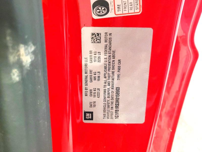 57843116 :رقم المزاد ، 1G1FB1RS3H0158903 vin ، 2017 Chevrolet Camaro مزاد بيع
