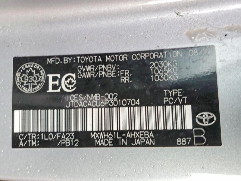 Aukcja sprzedaży 2023 Toyota Prius Prime, vin: JTDACACU6P3010704, numer aukcji: 58441906