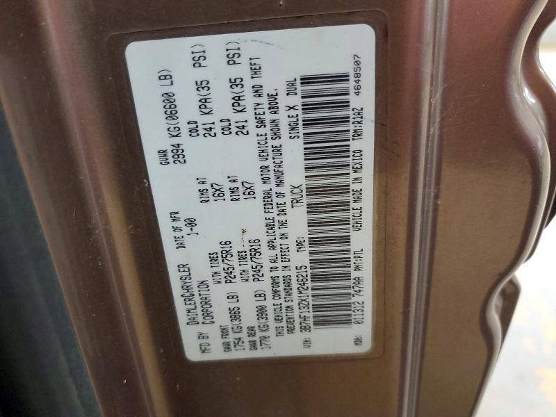 2001 Dodge Ram 1500 მანქანა იყიდება აუქციონზე, vin: 3B7HF13ZX1M246215, აუქციონის ნომერი: 58578896