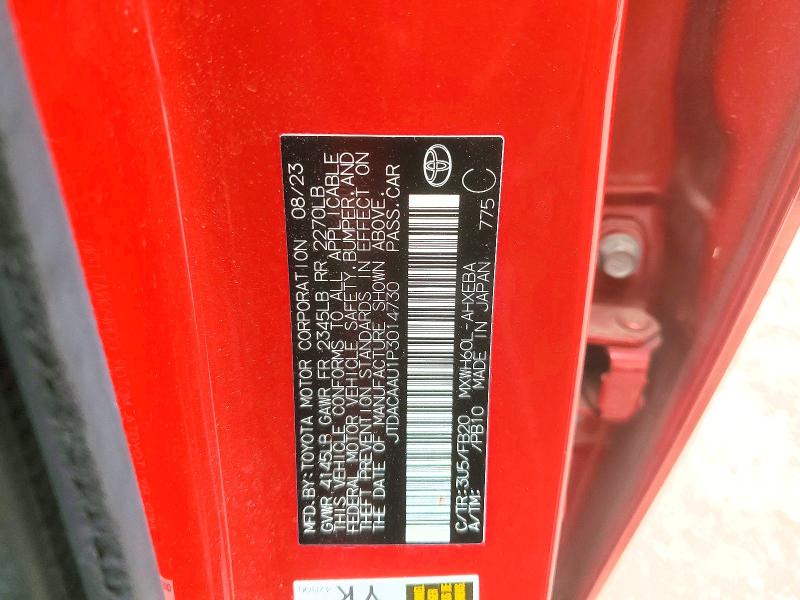 53134876 :رقم المزاد ، JTDACAAU1P3014730 vin ، 2023 Toyota Prius مزاد بيع