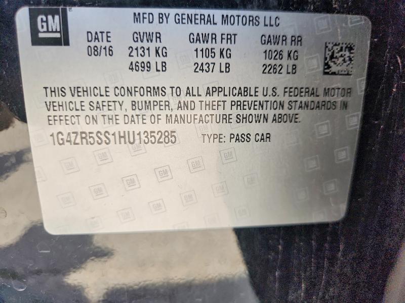 2017 Buick Lacrosse მანქანა იყიდება აუქციონზე, vin: 1G4ZR5SS1HU135285, აუქციონის ნომერი: 58460996