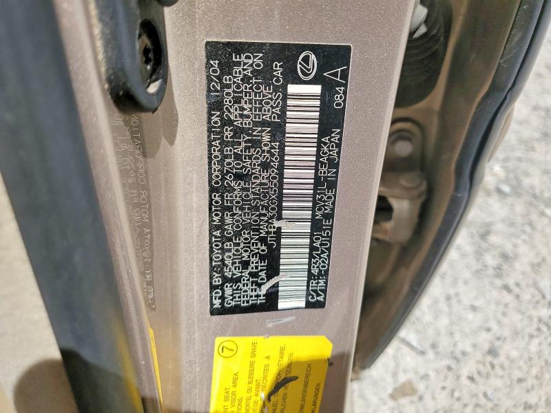 Aukcja sprzedaży 2005 Lexus Es, vin: JTHBA30GX55094644, numer aukcji: 55491746