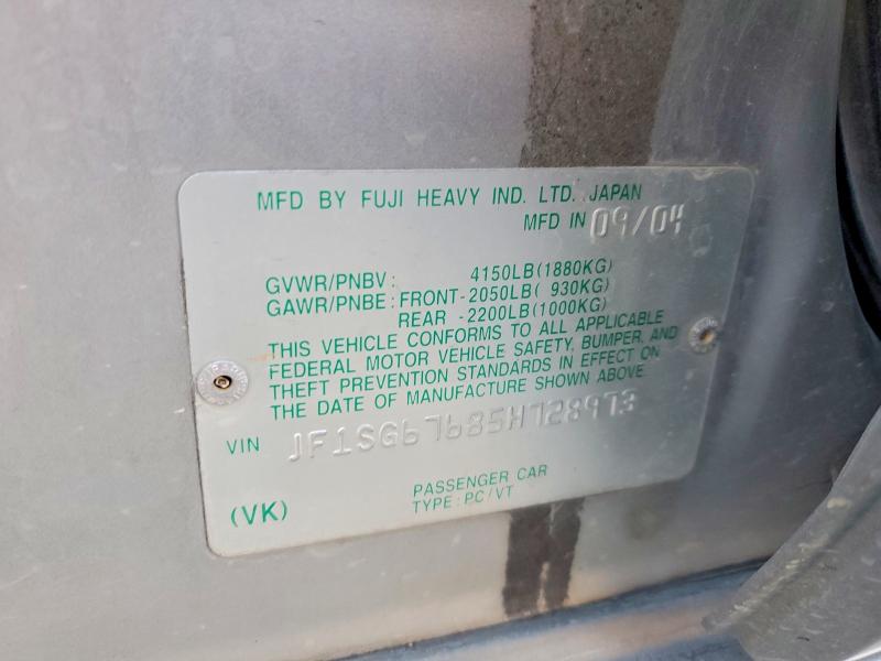 Продаж на аукціоні авто 2005 Subaru Forester, vin: JF1SG67685H728973, номер лоту: 55379656