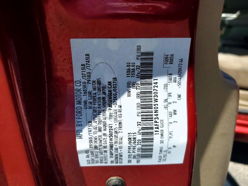 2005 Ford Focus მანქანა იყიდება აუქციონზე, vin: 1FAFP34N05W307241, აუქციონის ნომერი: 59117246