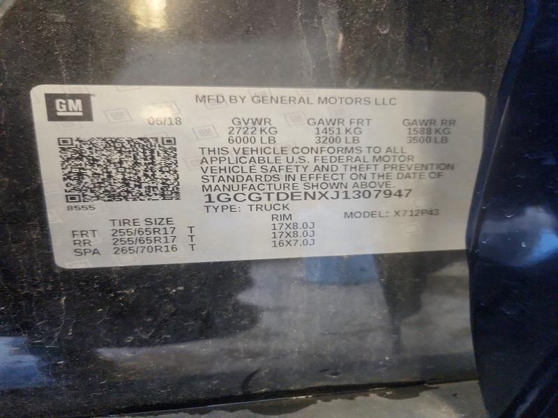 Aukcja sprzedaży 2018 Chevrolet Colorado, vin: 1GCGTDENXJ1307947, numer aukcji: 58224936