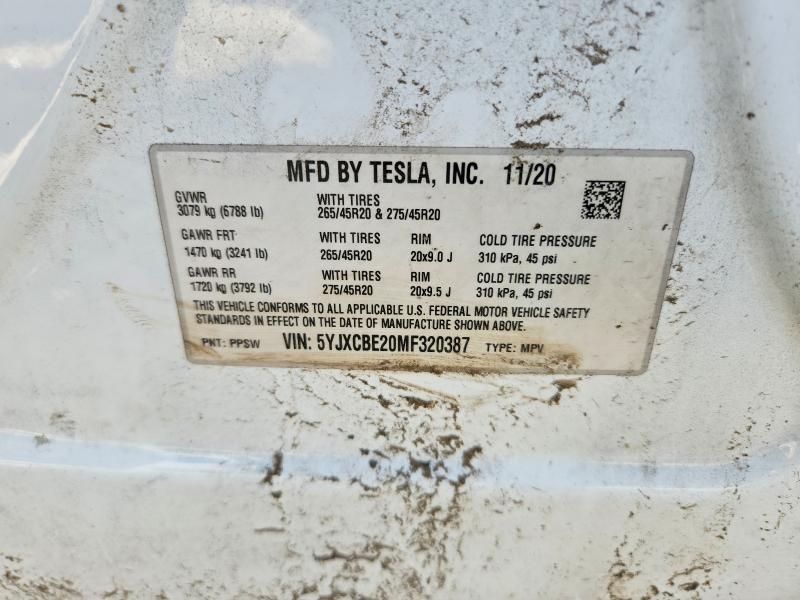 Продажа на аукционе авто 2021 Tesla Model X, vin: 5YJXCBE20MF320387, номер лота: 57380906