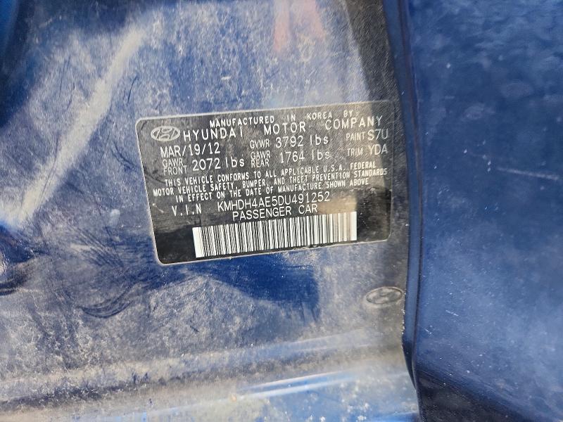 58015916 :رقم المزاد ، KMHDH4AE5DU491252 vin ، 2013 Hyundai Elantra مزاد بيع