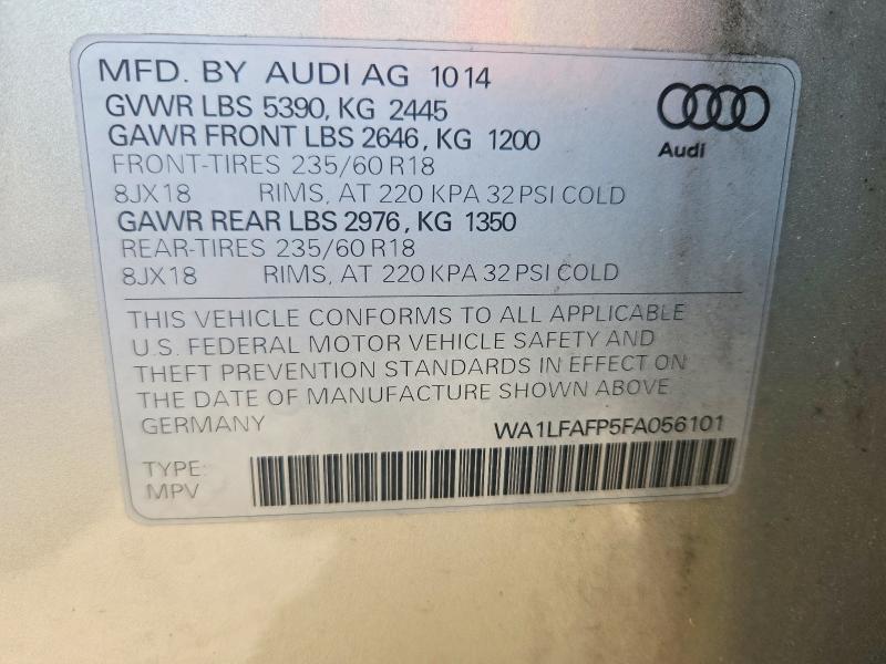 Продаж на аукціоні авто 2015 Audi Q5, vin: WA1LFAFP5FA056101, номер лоту: 57055536