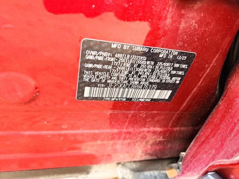 Продаж на аукціоні авто 2024 Subaru Forester, vin: JF2SKACC8RH476379, номер лоту: 58278666