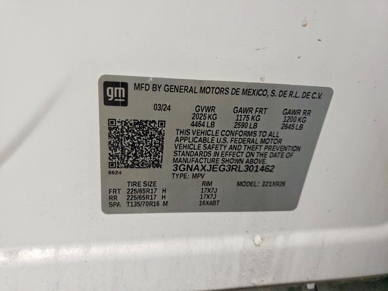 Aukcja sprzedaży 2024 Chevrolet Equinox, vin: 3GNAXJEG3RL301462, numer aukcji: 54468076