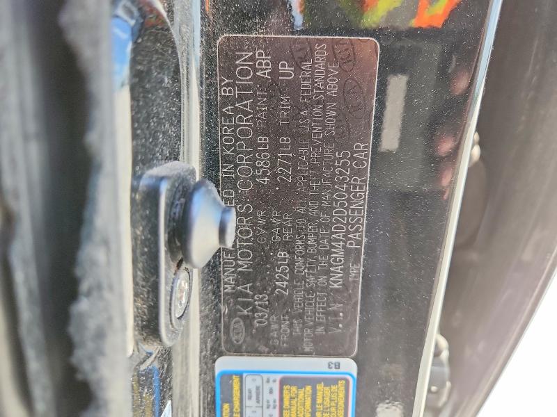 Aukcja sprzedaży 2013 Kia Optima, vin: KNAGM4AD2D5043255, numer aukcji: 58231056