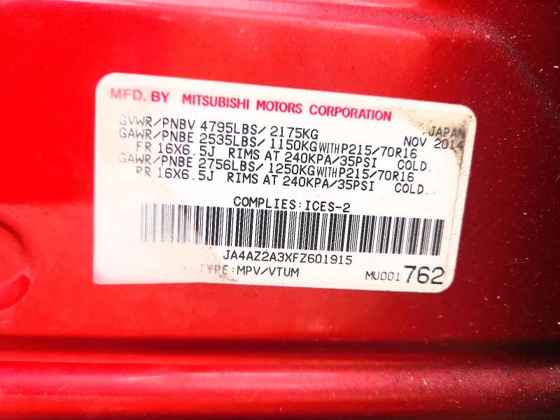 Продажа на аукционе авто 2015 Mitsubishi Outlander, vin: JA4AZ2A3XFZ601915, номер лота: 56617356