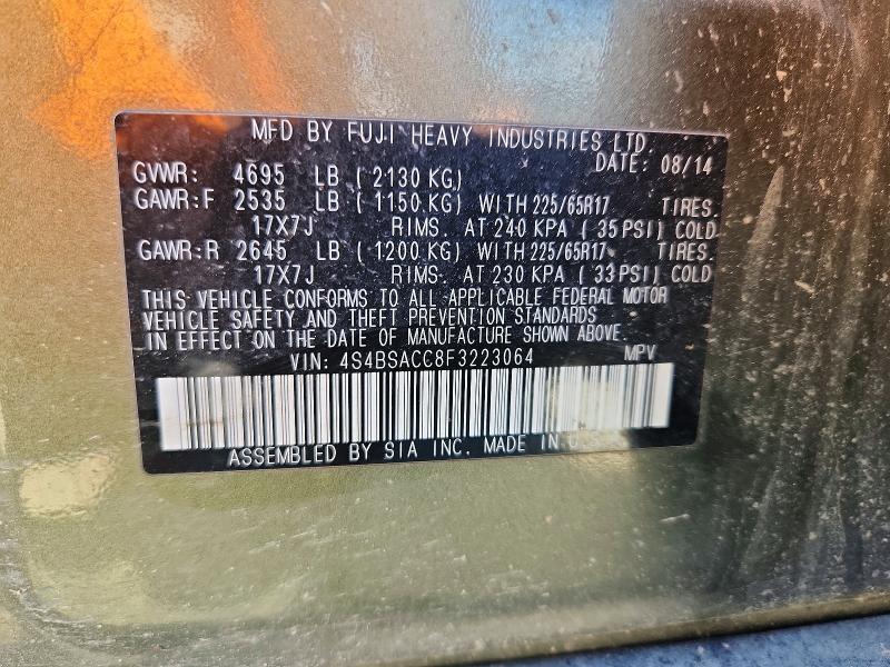 Aukcja sprzedaży 2015 Subaru Outback, vin: 4S4BSACC8F3223064, numer aukcji: 56052666