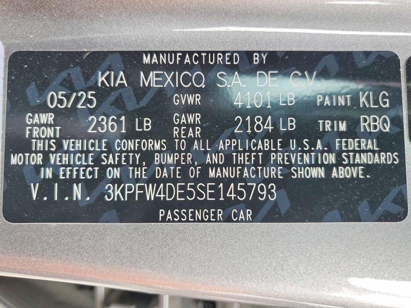 Aukcja sprzedaży 2025 Kia K4, vin: 3KPFW4DE5SE145793, numer aukcji: 56193686