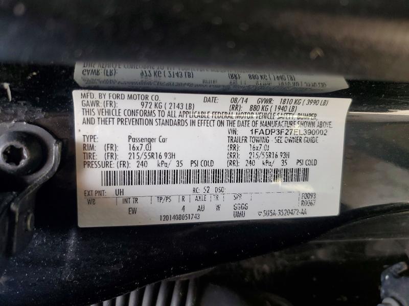 Продаж на аукціоні авто 2014 Ford Focus, vin: 1FADP3F27EL390002, номер лоту: 58686016