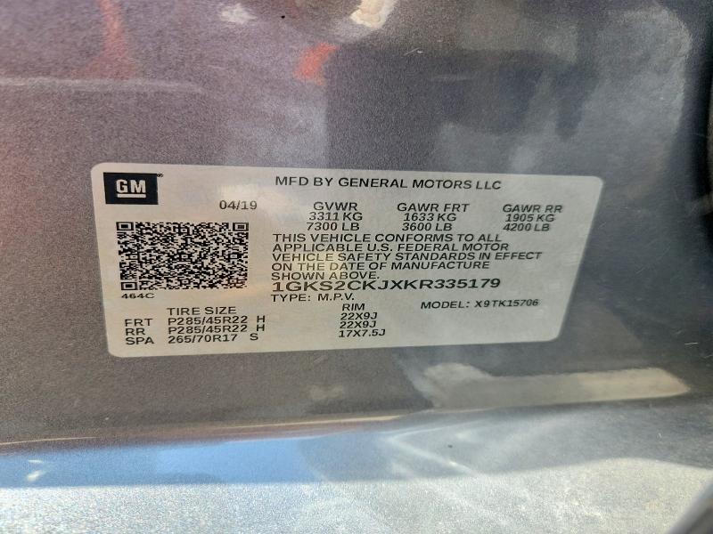 56528856 :رقم المزاد ، 1GKS2CKJXKR335179 vin ، 2019 Gmc Yukon مزاد بيع