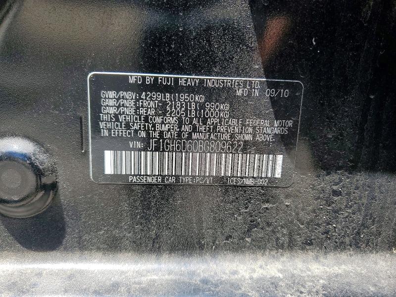 Продажа на аукционе авто 2011 Subaru Impreza, vin: JF1GH6D60BG809622, номер лота: 55811516