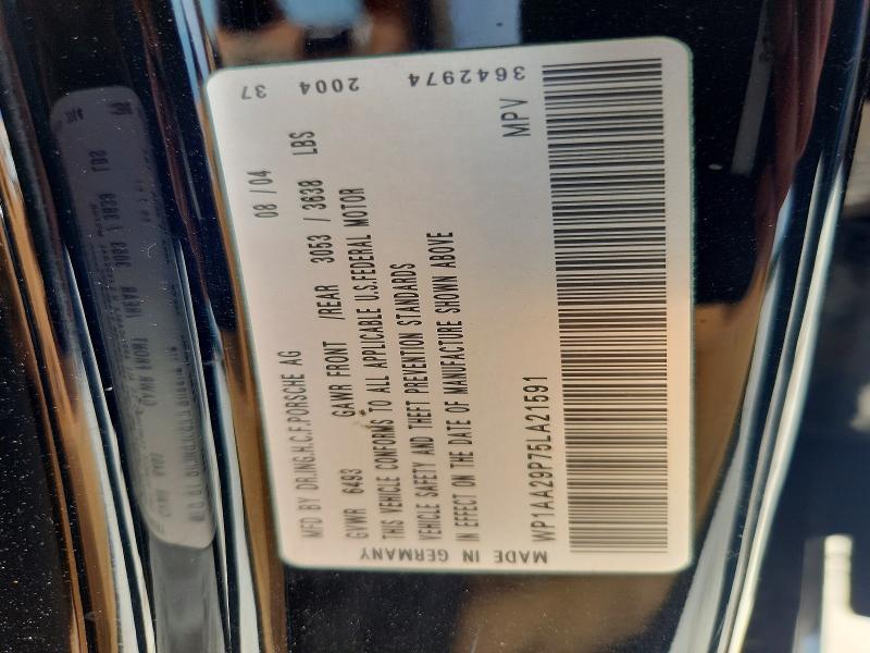 Продажа на аукционе авто 2005 Porsche Cayenne, vin: WP1AA29P75LA21591, номер лота: 58527386