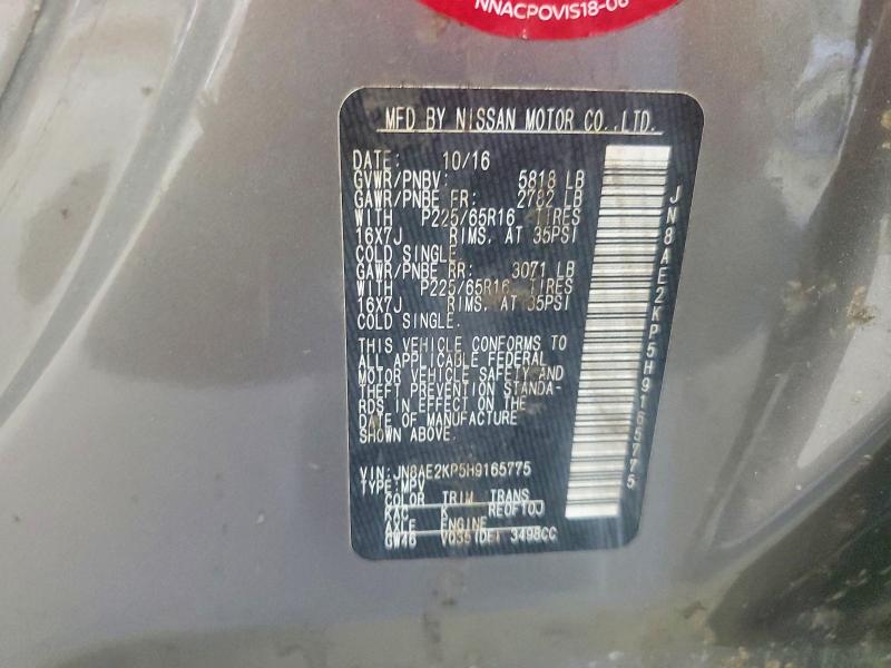 Продажа на аукционе авто 2017 Nissan Quest, vin: JN8AE2KP5H9165775, номер лота: 55157026