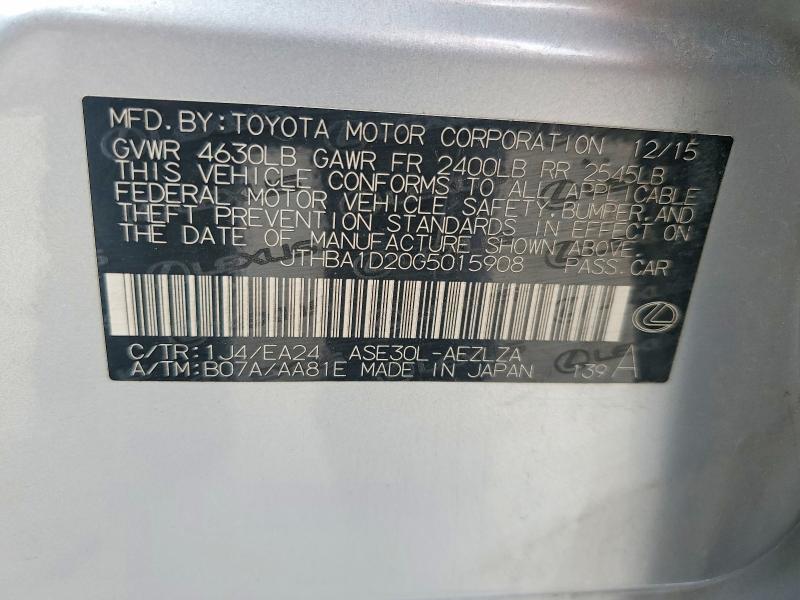 Aukcja sprzedaży 2016 Lexus Is, vin: JTHBA1D20G5015908, numer aukcji: 58520766