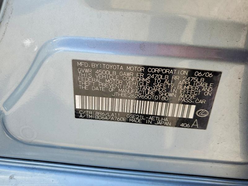 Aukcja sprzedaży 2006 Lexus Is, vin: JTHBE262965010180, numer aukcji: 56817746