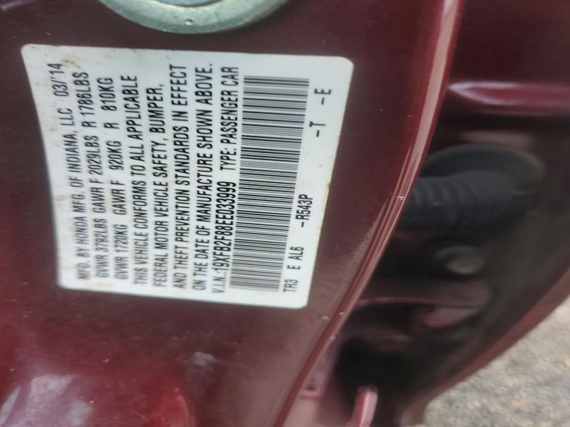 58111406 :رقم المزاد ، 19XFB2F88EE033999 vin ، 2014 Toyota Civic مزاد بيع