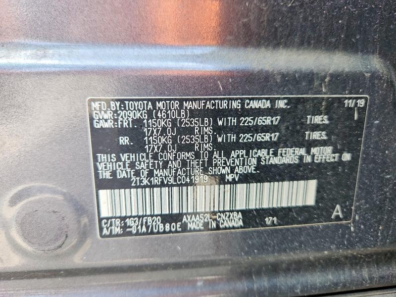 Продажа на аукционе авто 2020 Toyota Rav4, vin: 2T3K1RFV9LC041919, номер лота: 58503416