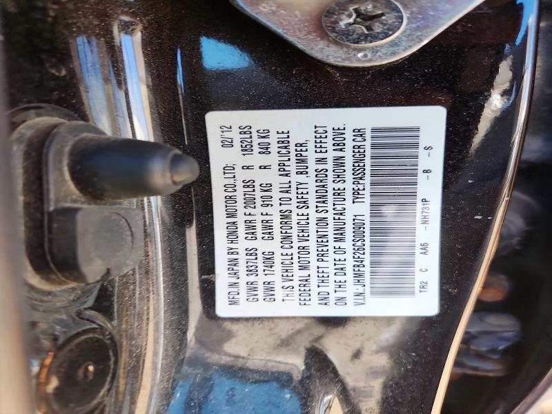 Aukcja sprzedaży 2012 Honda Civic, vin: JHMFB4F26CS009071, numer aukcji: 59072306