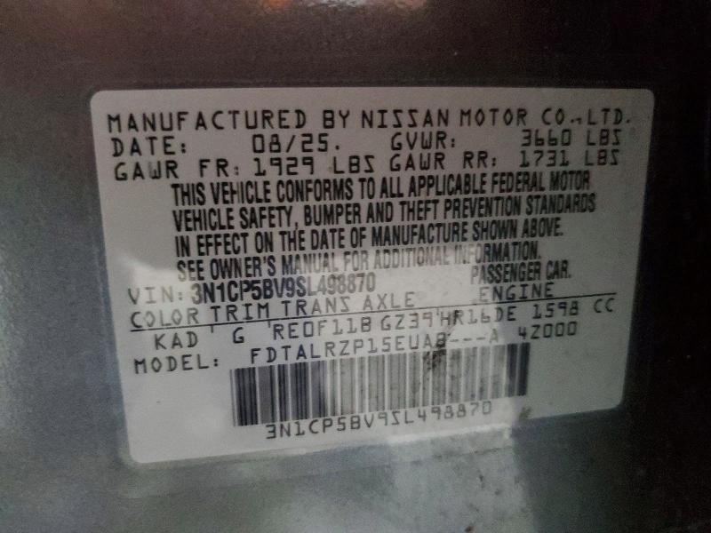 Aukcja sprzedaży 2025 Nissan Kicks Play, vin: 3N1CP5BV9SL498870, numer aukcji: 57899476