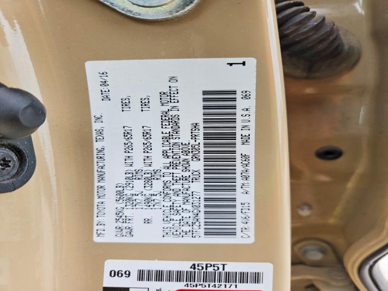 2016 Toyota Tacoma მანქანა იყიდება აუქციონზე, vin: 5TFCZ5AN4GX031277, აუქციონის ნომერი: 56687646